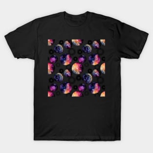 Watercolor Bright Yellow and Pink Nebula in Circles T-Shirt